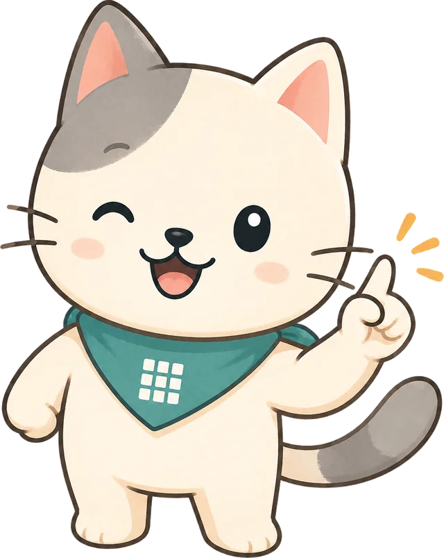 Winking cat helper giving a tip