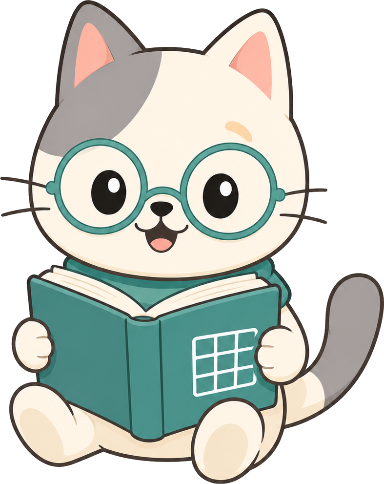 Cat reading a Meowdoku level answer book